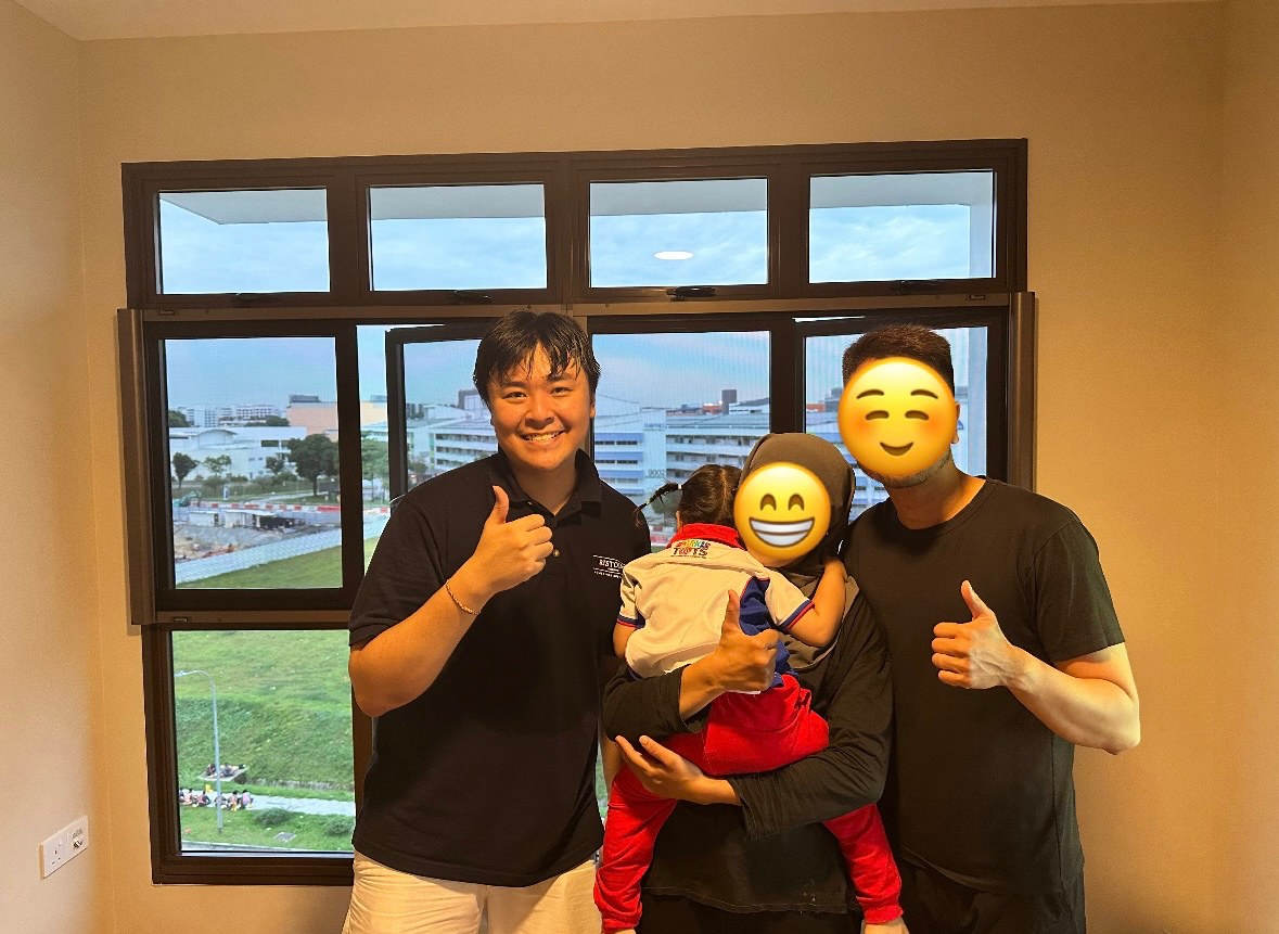Ristoire customer testimonial photo 7 — happy Singapore homeowner with their installed window mesh